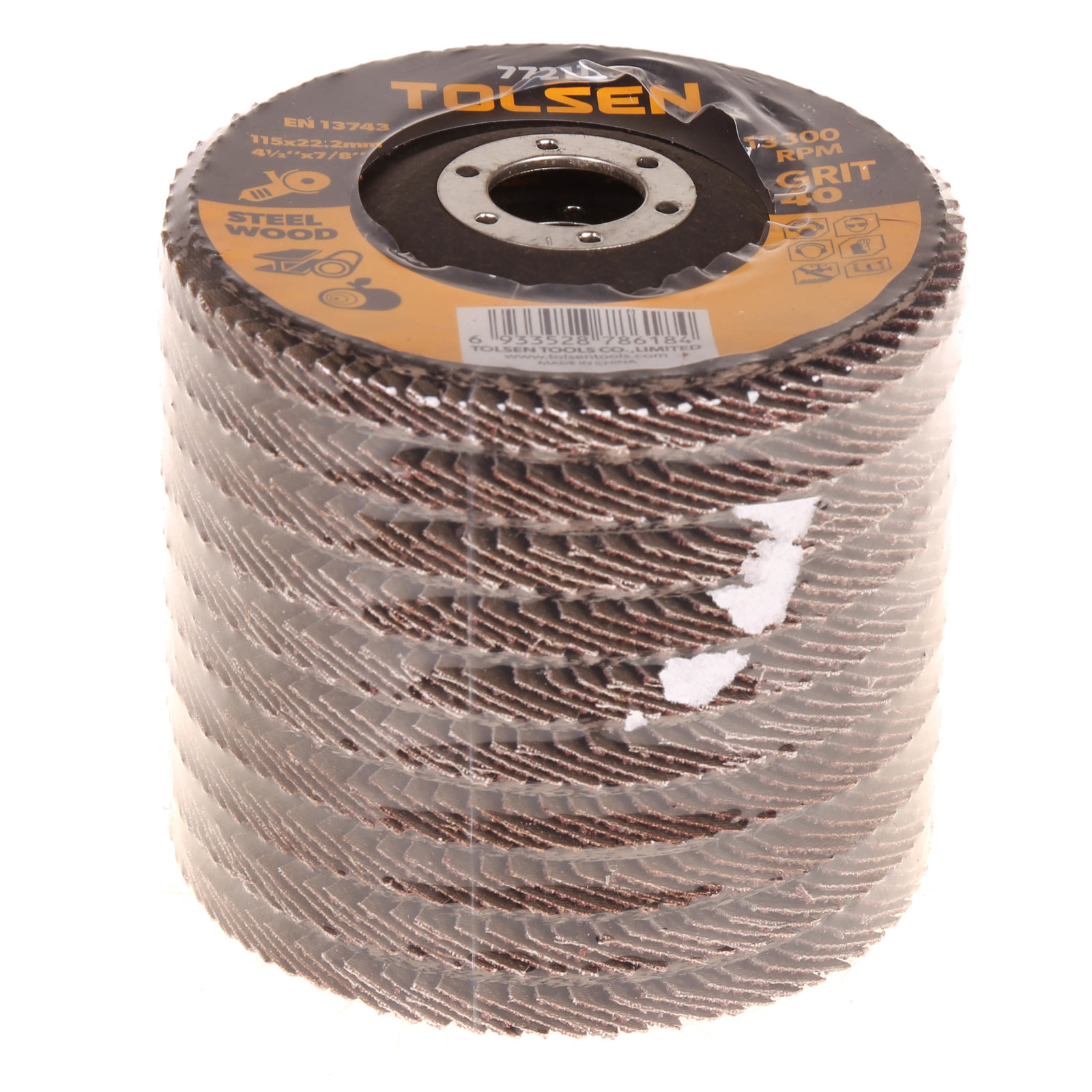 Tolsen 10 x Aluminum Oxide Flap Discs Grit 40 120 Sizes 115mm