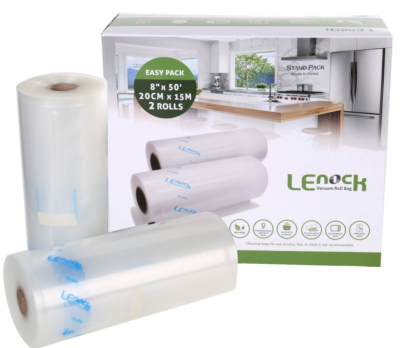 Lenock Vacuum Sealer Rolls Food Storage