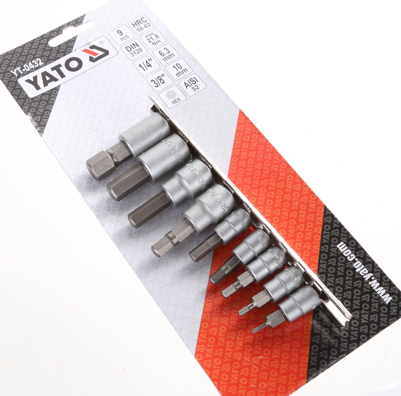 Yato 9pc Hex Bit Socket Set