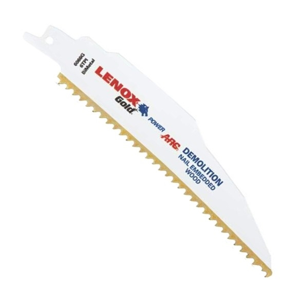 LENOX Pack of 5 x 6 TPI Gold Power Arc Reciprocating Saw Blades for
