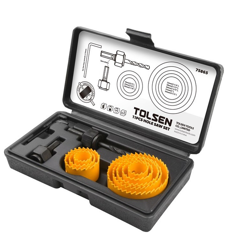 Tolsen 11pcs Hole Saw Set Sizes 19mm 64mm Includes Case need1
