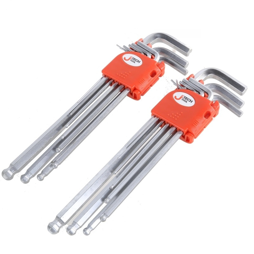 JETECH 9pc Extra Long Hex Key Silver Finish