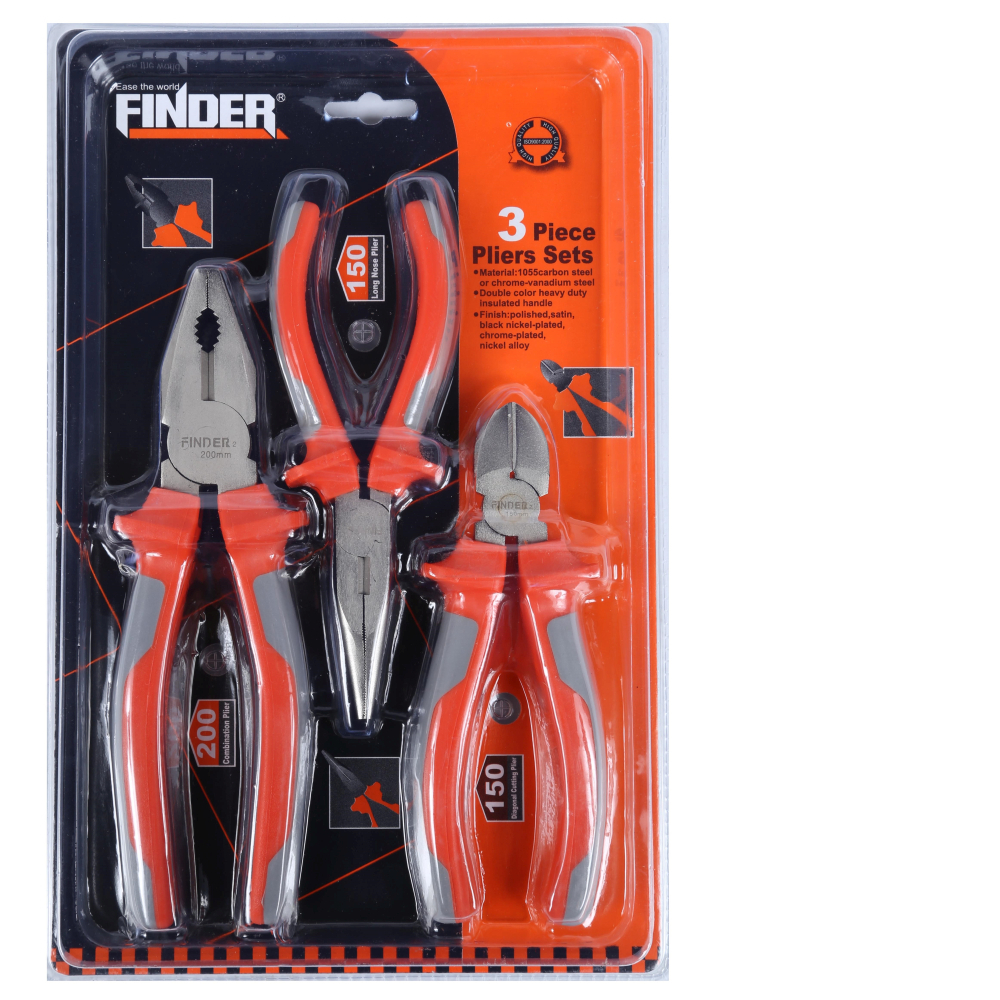 FINDER 3pc Plier Set with Insulated Handles
