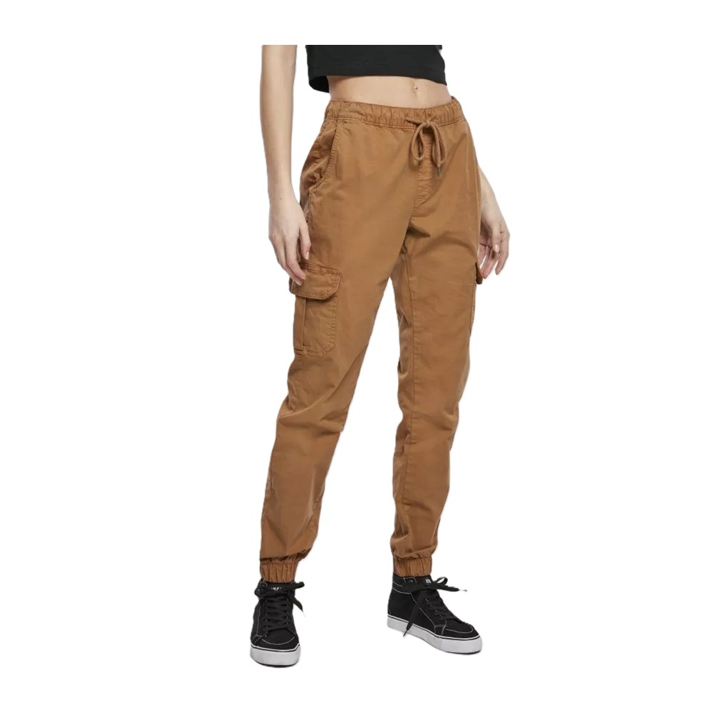 URBAN CLASSICS Women's High Waist Cargo Jogging Pants | Toffee - Picture 7 of 18