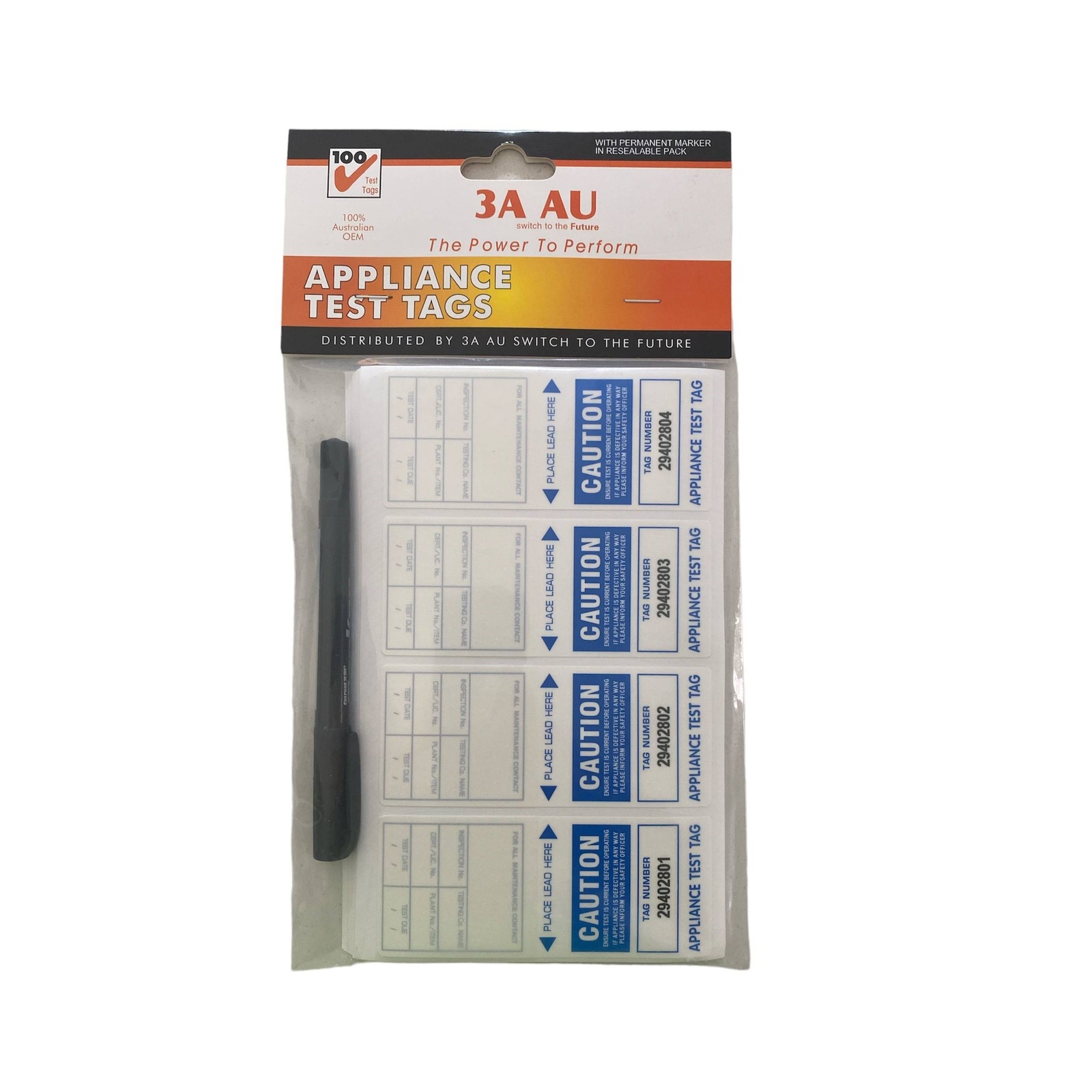 3A AU Electrical Appliance Test Tags - 100pc with Permanent Marker - Picture 5 of 10