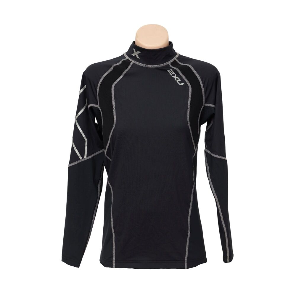 2XU Men's Long Sleeves High Performance Power Top | Black | Silver - Picture 5 of 20