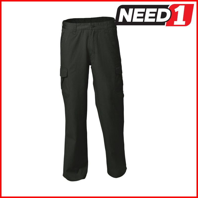 3 x WS WORKWEAR Men's Midweight Canvas Cargo Work Pants | Green - Picture 4 of 63