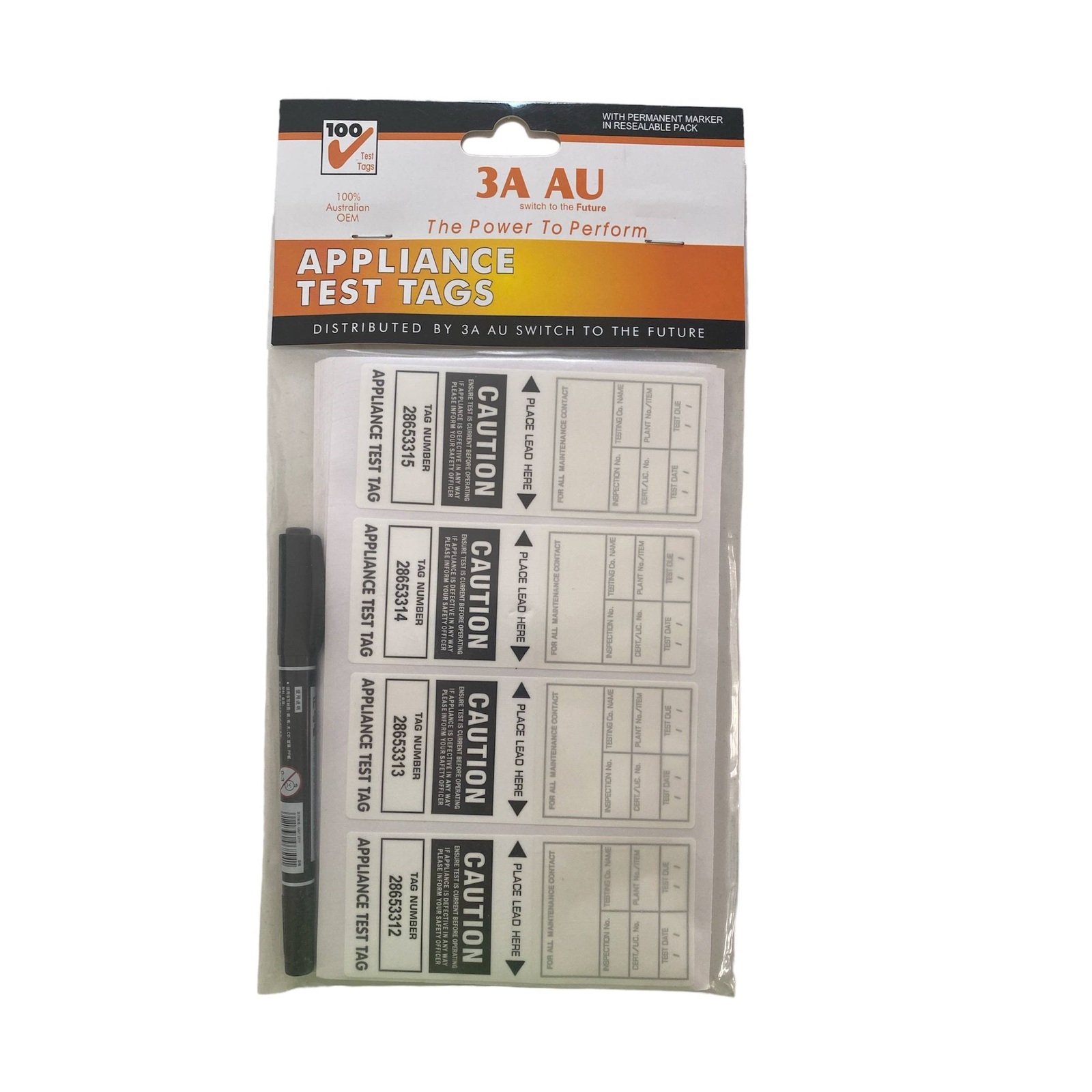 3A AU Electrical Appliance Test Tags - 100pc with Permanent Marker - Picture 4 of 10