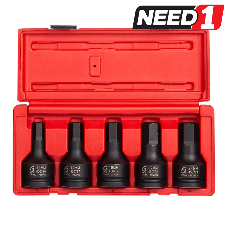 SUNEX 5pc 3/4" Drive Impact Hex Metric Socket Set