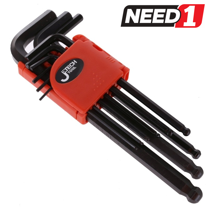 Jetech 9pc Extra Long Hex Key Glossy Black Finish