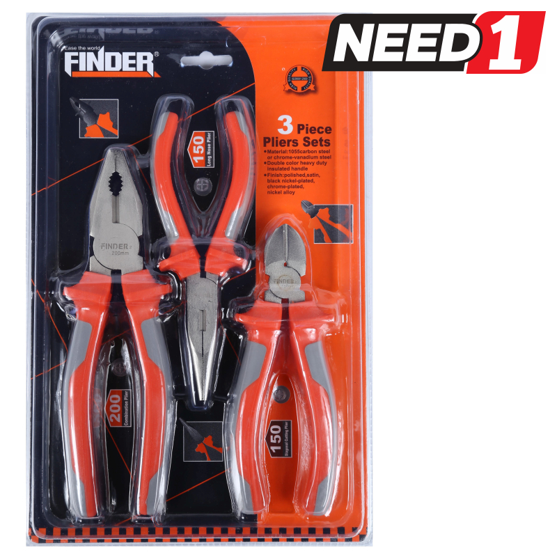 FINDER 3pc Plier Set with Insulated Handles