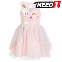 Girl's Glitter Sequin Dress, Pink & Multi