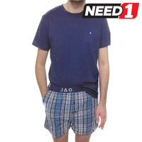 Men's Pyjama Set: Crew Neck T-shirt & Woven Boxer