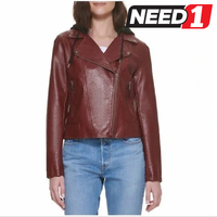 Women's Faux Leather Hoodie Jacket