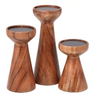 3pcs Flare Candleholders Gift Set Farmhouse Wooden Candle Holders