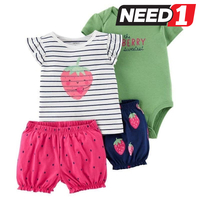 4pc Baby's Clothing Set: Sleeveless Top, Bodysuit & Two Shorts