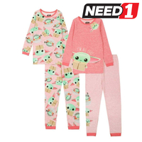 Girl's Sleepwear Set: Two Long Sleeve Top & Two Pants