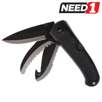 Tri-Blade 8cm Knife with Locking Mechanism & Pouch