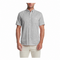 Men's Short Sleeve Linen Cotton Blend Woven Button Down Shirt