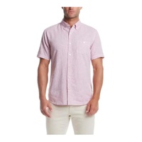 Men's Short Sleeve Linen Cotton Blend Woven Button Down Shirt