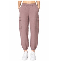 Women's Fleece Cargo Joggers With Adjustable Drawstring