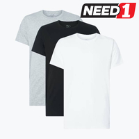 Men's 3 Pack Classic T-Shirts, White/Black/Grey