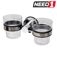 Signature Stainless Steel Twin Cup Toothbrush Holder