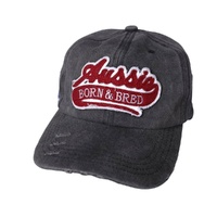 Unisex Distressed Adjustable Cotton Cap With Australian Flag Logo