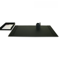 Leather 3-Piece Desk Set Rustic Black