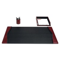 Contemporary Leather 3-Piece Desk Set Burgundy