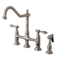 Tudor 8 Inch Center Kitchen Faucet With Brass Sprayer