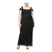 Women's Plus Size Long Mesh Cold Shoulder Dress