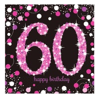 21pk 60th Birthday Party Supplies Pink Sparkling Celebration Napkins