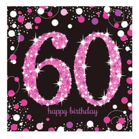 25pk 60th Birthday Party Supplies Pink Sparkling Celebration Napkins