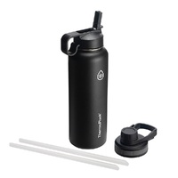 DoubleWall Insulated Stainless Steel Water Bottle with Chug Lid and Straw Lid