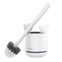 2 x Premium Toilet Brush and Holder with Solid Handle and Durable Bristles