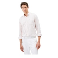Men's Regular Fit Stripe Linen Long Sleeves Shirt