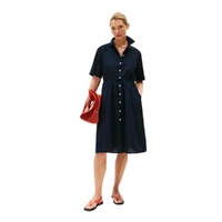 Women's Linen-Cotton Blend Midi Shirtdress