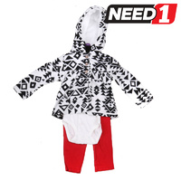 3pc Girl's Clothing Set: Hooded Jacket, Onesie & Leggings