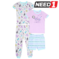 4pc Girl's Pyjama Set: 2 Tees, Pants & Shorts