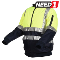 Hi Vis Reflective Bomber Jacket, Yellow/Navy