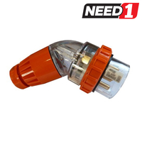 5 Round Pin 3 Phase 32A Angled Industrial Plug Top 500V