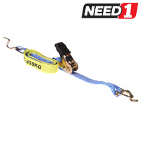 Ratchet Tie Down Assembly - 25mm x 4m - Hook & Keeper - L/C 450Kg - Bulk Packs of 2 & 4 Available