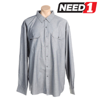 Men's Denim Chambray Long Sleeve Work Shirts