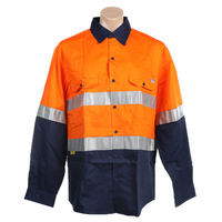 Hi-Vis Cotton Drill Work Shirts with Reflective Tape
