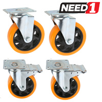 4 x Swivel Castor Wheels  | PU Wheels | 2 with Brakes