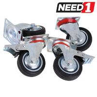 4 x Swivel Castor Wheels | Rubber Wheels | 2 with Brakes