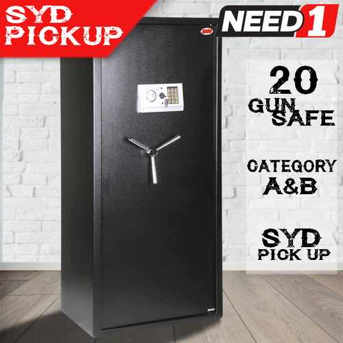 20 Gun Safe Firearm Rifle Storage Lock box Steel Cabinet| Key Pad & 3-Spoke