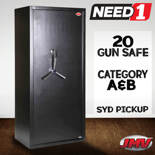 20 Gun Safe Firearm Rifle Storage Lock box Steel Cabinet| Key Only & 3-Spoke
