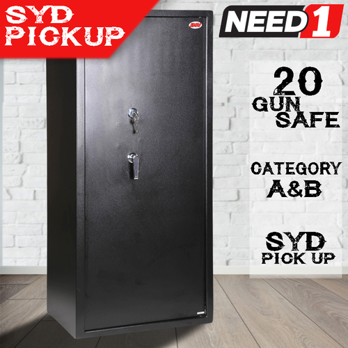 20 Gun Safe Firearm Rifle Storage Lock box Steel Cabinet|Key Only & L-Handle
